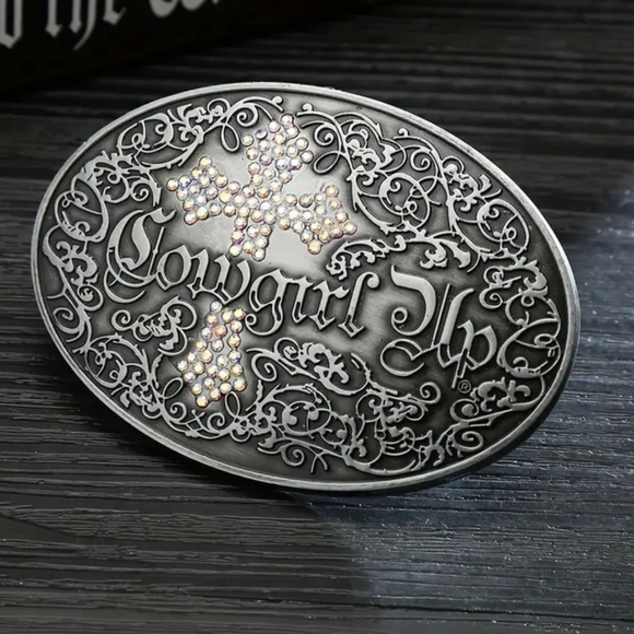 Accessories - New Cowgirl Up Western Cross Belt Buckle Silver Rhinestone Country Rodeo Bling